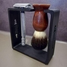 maquinilla afeitar afeitado cepillo soporte tejón baño hombre 3d print model - Mito3D