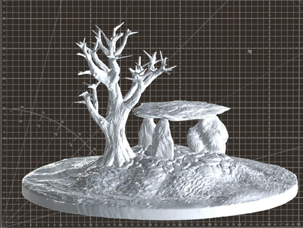 ready made diorama dolmen old tree landcape base stones prehistoric kit landscape tabletop gaming art 3d print model - Mito3D