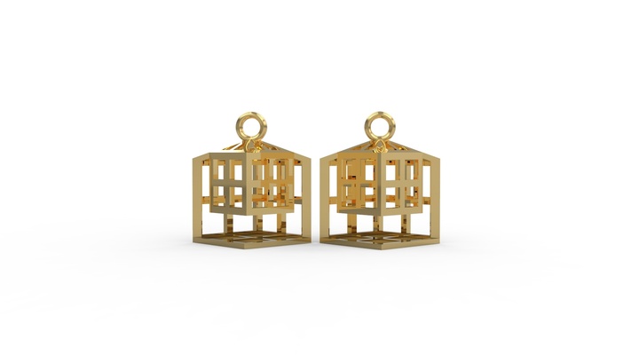 real estate architecture cubic square earring women lady girl architect engineer gold silver 3d print model - Mito3D