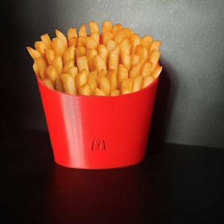 real french fries cup red yellow clown fast food burger mac frites bocal 3d print model - Mito3D
