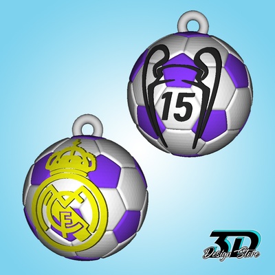 real madrid champions ball keychain soccer cup trophy 3d print model - Mito3D