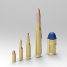 real Tamanho cartucho conjunto bala munição armas militares 3d print model - Mito3D