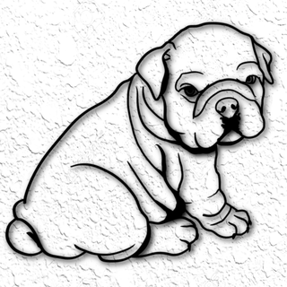 realistico bulldog cucciolo parete arte Toro cane arredamento bullo Inglese grande razza allevatore toelettatore 2d pedigree 3d print model - Mito3D
