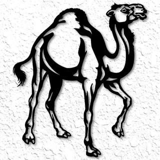 realista camello pared Arte Desierto decoración 2d oasis hogar casa patio palmas palma arboles arena pirámide egipcio escuela politécnica escena shiek llama 3d print model - Mito3D