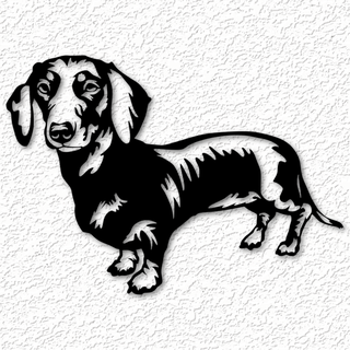 realistic dachshund dog wall art doxie puppy decor 2d toy teacup miniature breed long haired small groomer decoration home low poly animal weenie 3d print model - Mito3D