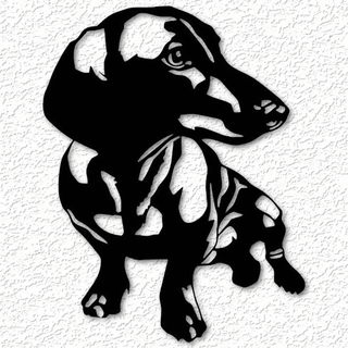 realistic dachshund dog wall art doxie puppy decor 2d toy teacup miniature breed long haired small groomer decoration home low poly animal weenie 3d print model - Mito3D