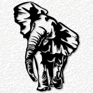 realistisch Elefant Mauer Kunst afrikanisch Dekor 2d indisch Savanne Safari Zoo Tier Kofferraum Malaysia niedrig poly Dekoration Zuhause Haus 3d print model - Mito3D