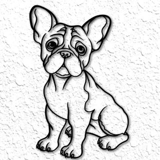 realista francês buldogue cachorro parede arte decoração valentão pequeno cão procriar criador aparador 2d pedigree 3d print model - Mito3D