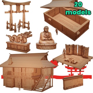 realistico giapponese villaggio 1 samurai Drago bushido koi 3d print model - Mito3D