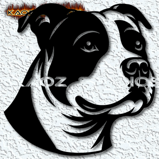 realistico pitbull cane parete arte fossa Toro arredamento 2d animale pietoso cucciolo canino domestico casa gratuito decorazione muraria Basso poli kaozstudios 3d print model - Mito3D