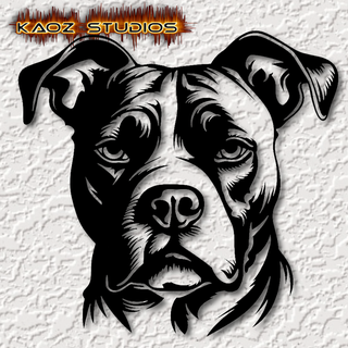 realistic pitbull dog wall art pit bull decor 2d animal pitty puppy canine pup pet home free decoration wallart low poly 3d print model - Mito3D