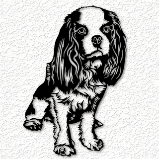 realistic spaniel wall art dog decor 2d Art king charles cocker large cavalier breed long haired small groomer decoration home low poly animal puppy 3d print model - Mito3D