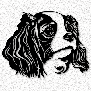 realistic spaniel wall art dog decor 2d king charles cocker large cavalier breed long haired small groomer decoration home low poly animal puppy 3d print model - Mito3D