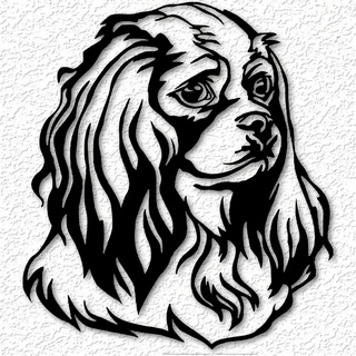 realistic spaniel wall art dog decor 2d king charles cocker large cavalier breed long haired small groomer decoration home low poly animal puppy 3d print model - Mito3D