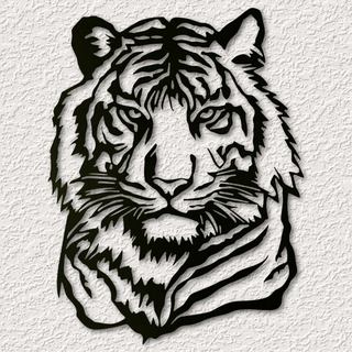realistic tiger wall art decor 2d big cat home decoration low poly cats kittens jungle zoo animal stripes kitty 3d print model - Mito3D
