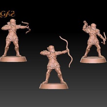 reino eros arqueiros pack 3 miniaturas soldado wargaming tampo mesa sagas espada guerreiro 28mm stl fantasia 3d print model - Mito3D