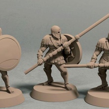realm eros soldiers longspears pack 3 miniatures stl file soldier wargaming tabletop sagas sword warrior 28mm fantasy miniature 3d print model - Mito3D