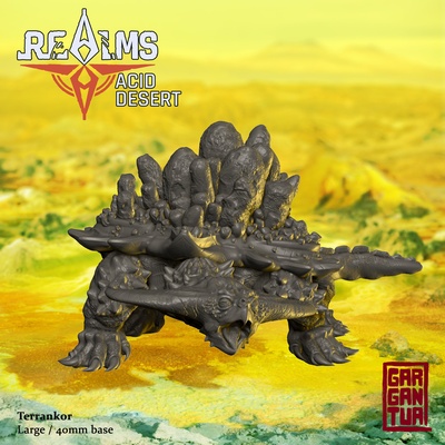 regni acid deserto terrankor mostro creatura tartaruga ttrpg wargaming miniatura collezione duna rettile tavolo 32mm 3d print model - Mito3D