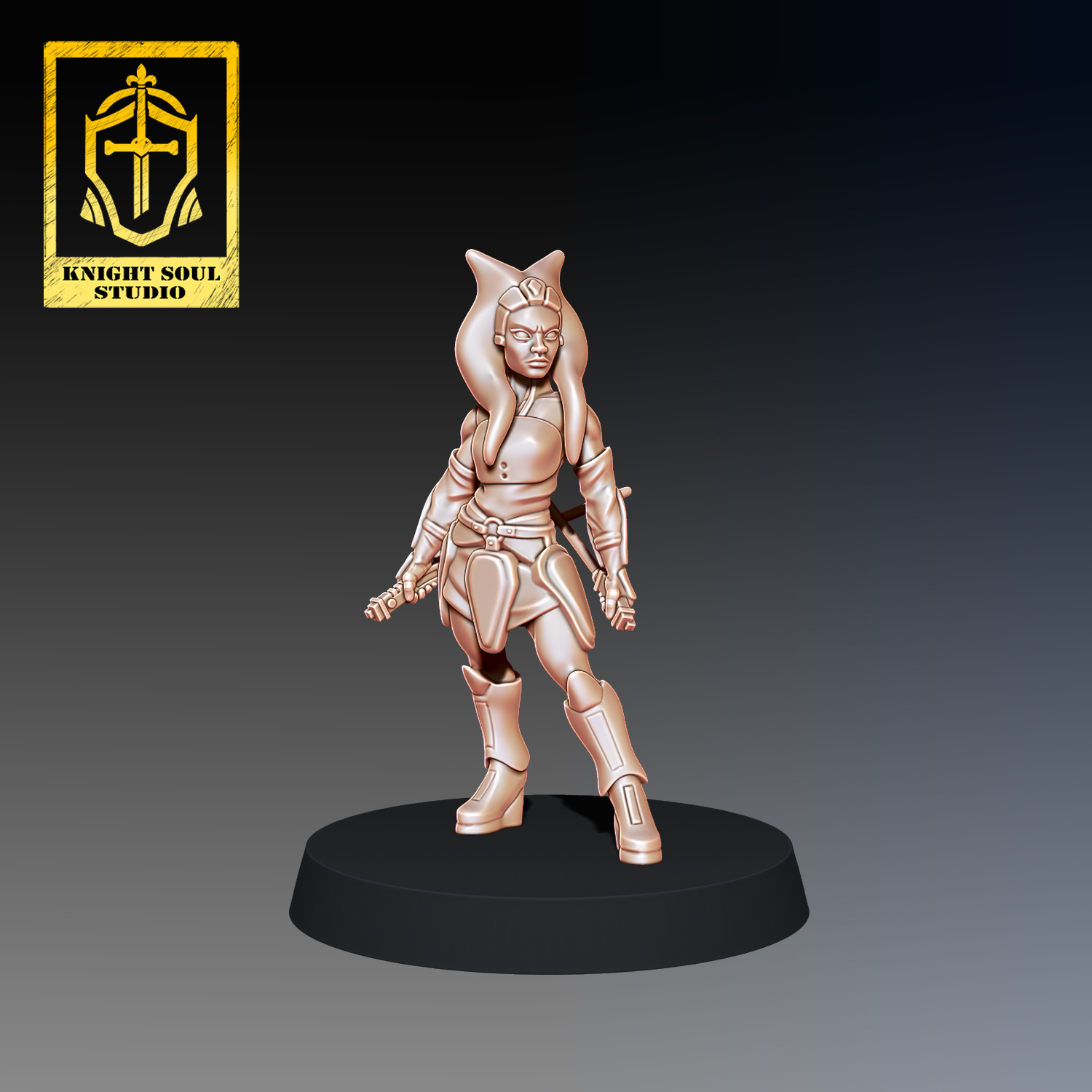 rebel knight soul rebellion resistance galactic space wargames wars figure miniature female hero imperial sword light holy scifi star tano jedi ahsoka starwars legion 3D print model - Mito3D