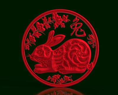 renascido elegância Coelho arte chinês calendário astrologia horóscopo tradição cultura zodíaco placa lunar ciclo adivinhação feng shui elementos símbolo fortuna celebração festival lua previsões sorte características 3d print model - Mito3D