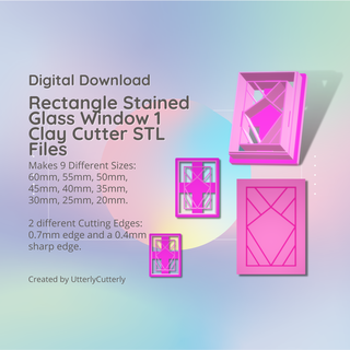 rectangle stained glass window clay cutter - art deco stl digital file download- 9 sizes 2 earring versions cookie polymer geometric embossed hexagon utterlycutterly utterly cutterly fondant organic shape indie fashion 3d print model - Mito3D