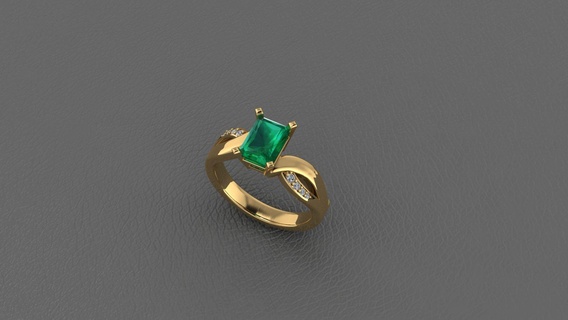 rechteckig Smaragd Ring 7x5mm Schmuck Ringe 3d print model - Mito3D