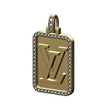 rectanguler diamond louis vuitton pendant 3d print model jewelry printable gold silver jewellery luxury logo sign fashion accessories symbol emblem rectangular bling louisvuitton necklace pendants 3d print model - Mito3D