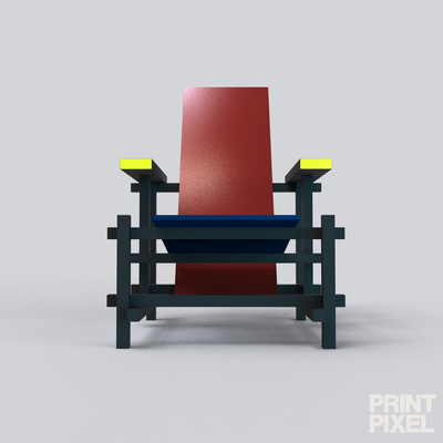 rouge bleu chaise by gerrit thomas maisons poupées échelle 1 12 bleue miniature meubles ikea maison 3d moderne conception poupée fichier miniatures fauteuil mini miniautre accueil décor 3d print model - Mito3D