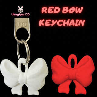 red bow keychain fashion cute miscellaneous pendant art decor decorative play ornament sculpture miniatures 3d print model - Mito3D