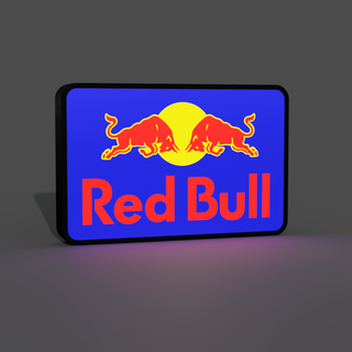 rojo toro logo caja ligera LED lámpara energía beber Toro rojo caja ligera caja led caja luz capa multicolor LED luces luminaria 3d print model - Mito3D
