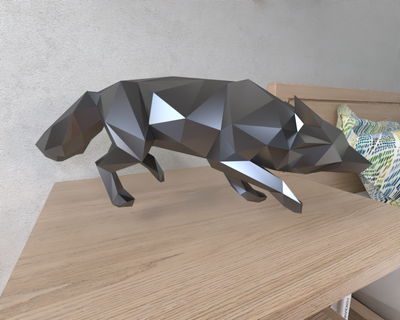rot Fuchs Lowpoly Tier geometrisch Origami Kunst Skulptur Statue facettiert dekorativ Modell Mauer niedrig poly Fantasie 3d print model - Mito3D