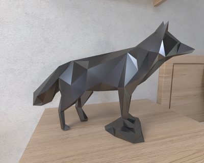 red fox lowpoly animal geometric origami art sculpture statue faceted decorative model wall low poly fantasy 3d print model - Mito3D