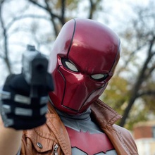 20 red hood kask yeniden doğuş moda jason todd redhood cosplay batman robin dc çizgi roman 3d print model - Mito3D
