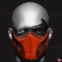 rojo capucha máscara dañado dc historietas roja cosplay casco disfraz Víspera Santos juegos Caballero súper héroes redhoodhelmet roto 3d print model - Mito3D