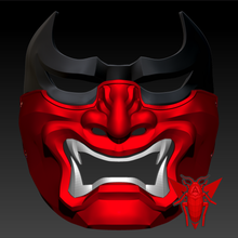 rosso cappuccio oni maschera mempo moda scarafaggio fuorilegge hannya samurai cyberpunk giapponese guerriero cosplay personalizzato Halloween 3d print model - Mito3D