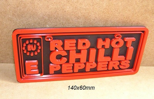 rojo caliente chile pimientos mini licencia plato logo firmar letrero música matricula póster 3d print model - Mito3D