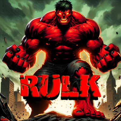 rot hulk 3d drucken artikuliert zahl spiel rolle wunder spielzeug 3d print model - Mito3D