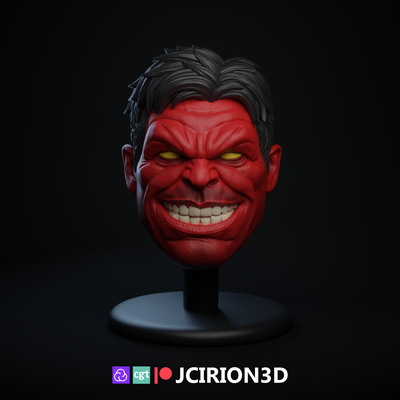 red hulk custom head game marvel legends thunderblts 3d print model - Mito3D
