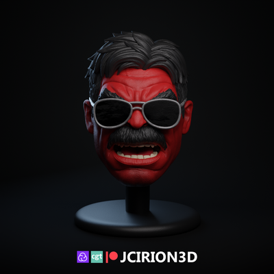 red hulk custom head + glasses game marvel legends thunderblts 3d print model - Mito3D