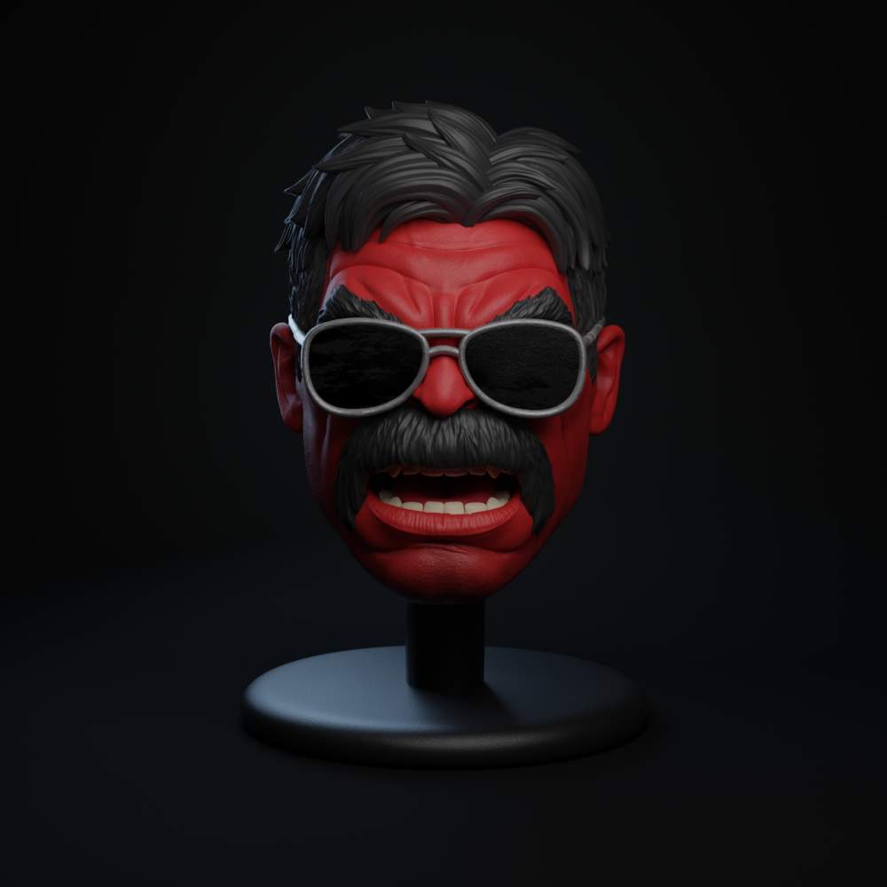 red hulk custom head + glasses game hul marvel legends thunderblts 3D print model - Mito3D
