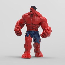 red hulk baixos de detalhe a arte zbrush brinquedo figura baixa contagem polígonos quadrinhos marvel 3d print model - Mito3D