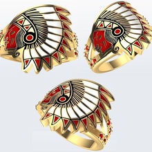 de cuero rojo anillo la joyería los anillos indios piel roja nativos 3d print model - Mito3D