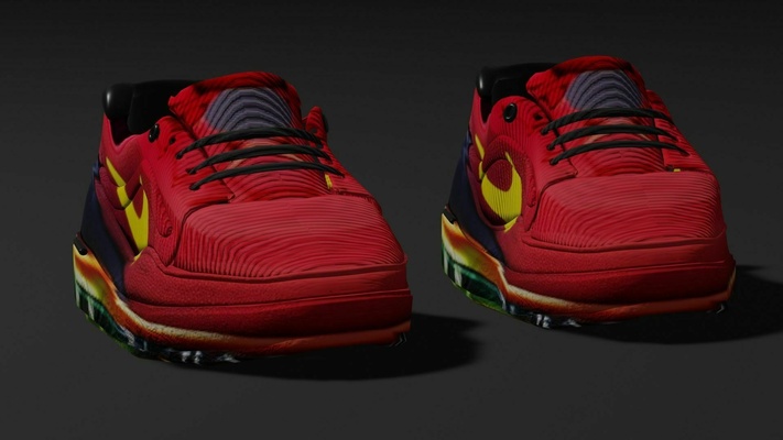 red nike runners left foot footwear brand sneakers 3d print model - Mito3D