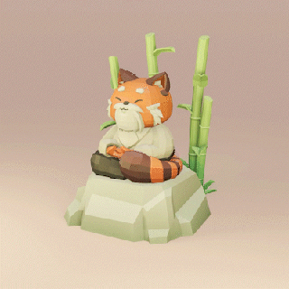 vermelho panda buda poli arte animal 3d print model - Mito3D