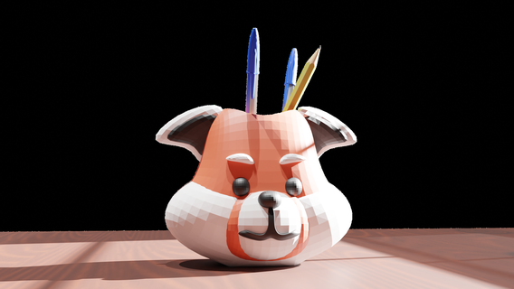 red panda vase pen stand Art blender printable print in place penstand 3d print model - Mito3D