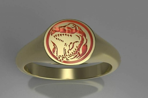 red power ranger ring 3d printer jewelry rangers signet rings 3d print model - Mito3D