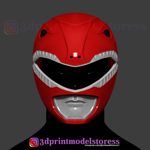 red ranger mighty morphin power helmet cosplay stl file game super sentai comic con anime superman halloween 3d mask 3D print model - Mito3D
