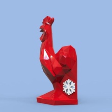 red rooster christmas low poly art cock lowpoly stl 3d model printing toy gift
