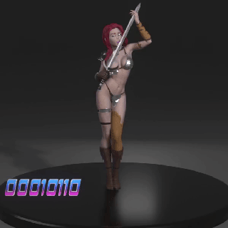 rojo sonja 2 maravilla héroe bárbaro niña espada 3d print model - Mito3D