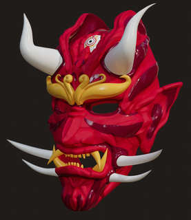 kırmızı Tengu maske Sanat 3d print model - Mito3D